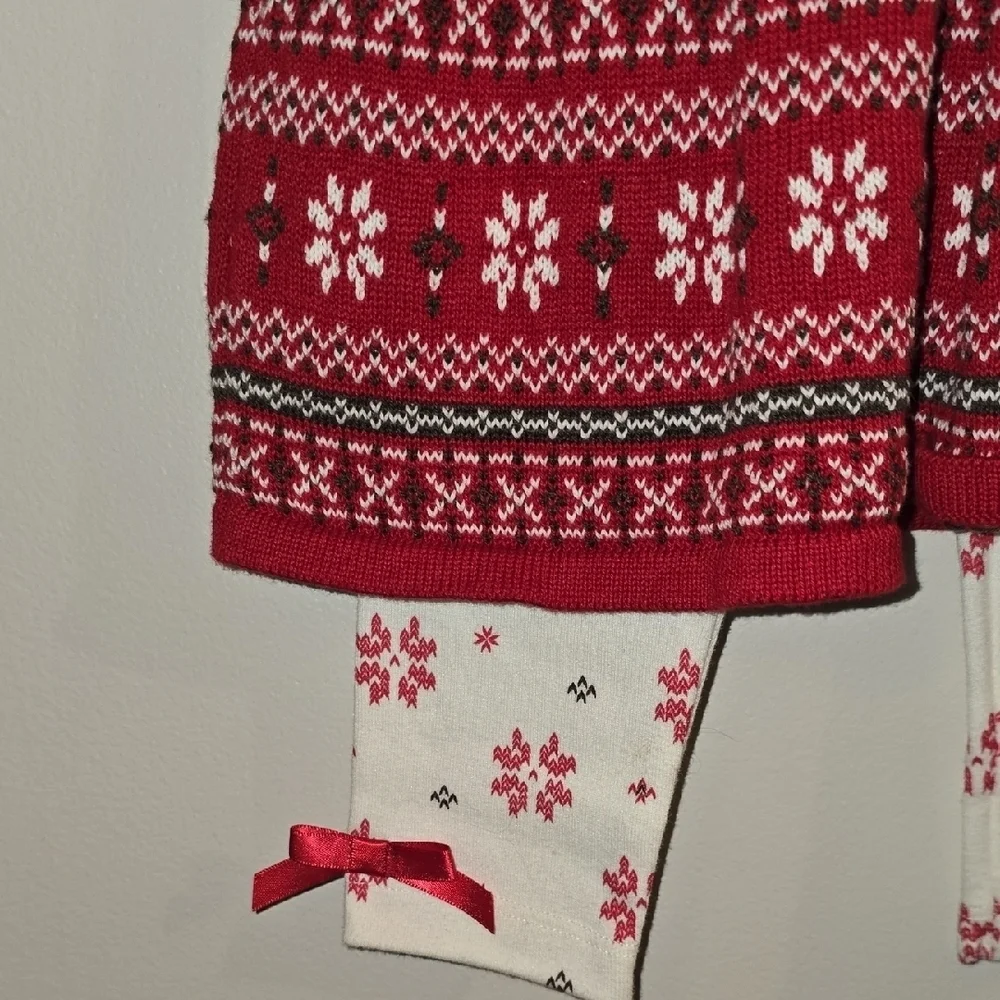 Blueberi Boulevard Festive Red and White Girls Holiday Dress And Tights